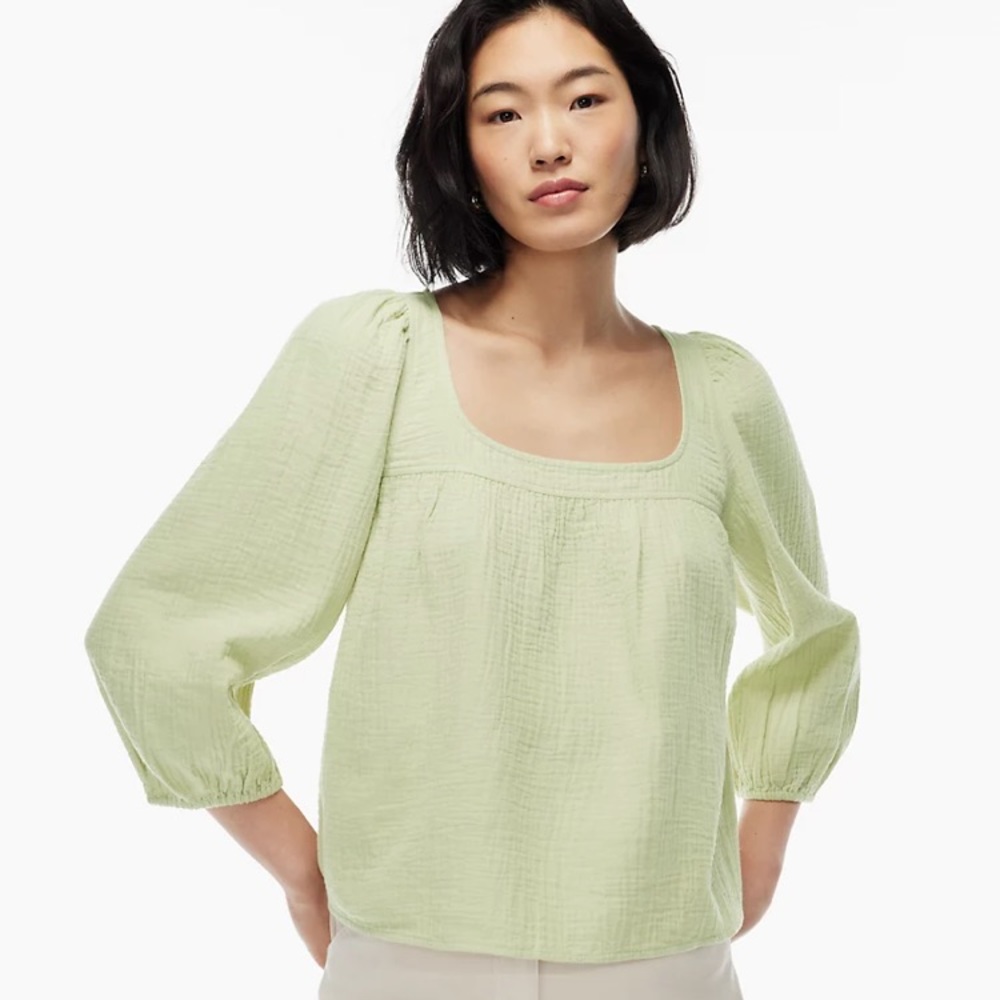 NEW Aritzia Wilfred Kingdom blouse 100% organic cotton square-neck peasant top